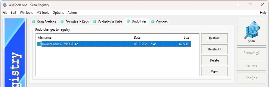 WinTools.one Scan Registry